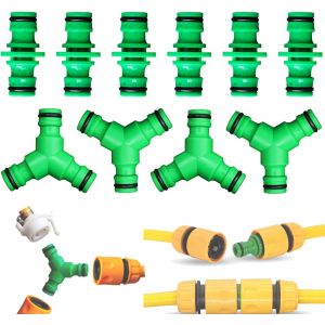 10 Raccord Tuyau D'Arrosage, Tee Raccord De Tuyau Connecteur, Raccordement De Deux Tuyaux, Raccord Y Connecteur Tuyau Arrosage, Plastique Double Connecteur De Tuyaux Mâles - Neuf