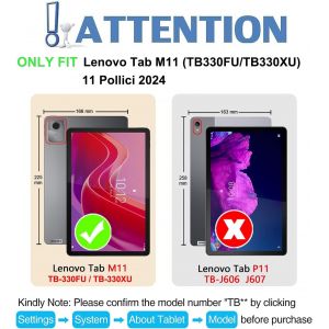 Clavier Coque Pour Lenovo Tab M11 11 Pouces 2024 (Tb330fu/Tb330xu) Tablette, Azerty Fran&ccedil;ais Amovible Bluetooth Sans Fil Clavier &Eacute;tui Housse (M11 1st Gen) - Neuf