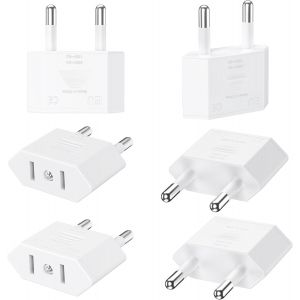 JGD-6 Pi&egrave;ces Adaptateur Prise USA vers France, Adaptateur Prise US vers EU (2 Broches) Prise Type A vers Type E/F pour Voyage Les &Eacute;tats-Unis/Canada/Chine/Japon vers la France/l'europe - Blanc - Neuf