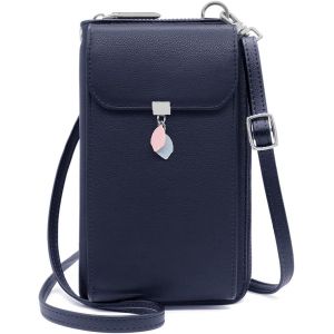 CAUC-Sac T&eacute;l&eacute;phone Portable Femme Portefeuille RFID Blocage Petit Sac Bandouli&egrave;re Pochette avec Porte-Monnaie, 10 Porte Carte, Bandouli&egrave;re et Dragonne - Neuf