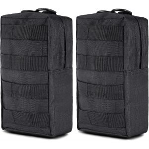 Eryi-2 Pack Pochette Tactique Molle Petite Militaire Accessoires Poche Convient Aux Gilet Tactique Sac A Dos Ceintures Randonnée Camping Trousse Sacoche (Noir L/L) - Neuf