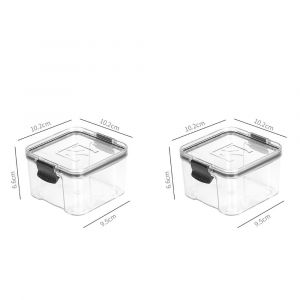 Lot De 2 Bocaux Hermétiques En Plastique Pour Céréales Complètes, Boîte De Rangement Pour Réfrigérateur, 460 Ml - Neuf