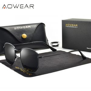 Lunettes De Soleil Femme Hexagonales Polarisee Hd, Modele: Noir - Neuf