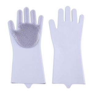 Hjlian 1 Paire De Gants De Vaisselle En Silicone, Brosse De Nettoyage, Ustensile De Cuisine Violet - Neuf