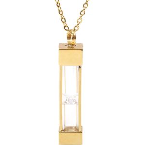 Kal-Colliers Urnes En Verre Avec Pendentif En Forme De Sablier Pour Cendres Chaînes En Acier Inoxydable Bijoux Commémoratifs Dorés - Neuf