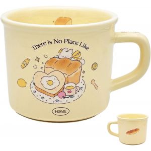 Kawaii Dessin Animé Tasse À Café,Couleur Crémeuse Mignonne,Motif De Pain De Lapin,380 Ml,Belle Tasse En Céramique Pour Le Lait Du Petit Déjeuner - Neuf