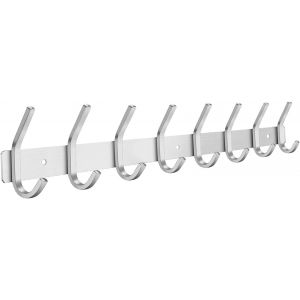 Porte Manteau Mural, Pat&egrave;res Porte Manteaux en Acier Inoxydable Crochet Mural pour Chambre Salle de Bain Cuisine (8-Crochet, Argent) - Neuf