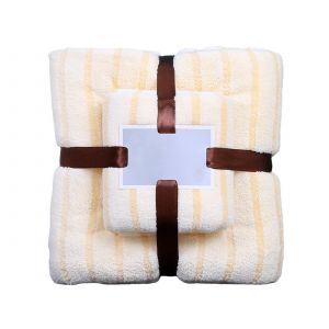 Serviette De Bain Jaune Et Ensemble De Serviettes - 2 Pi&egrave;ces - Neuf