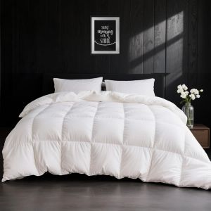 Ulteronixshop-Couette 220x240 4 Saisons Duvet Plume Et D'oie, 100% Coton &Eacute;gyptien, Couettes Gonflante 2 Personne, Edredon Naturelles Certifi&eacute;e Rds, Blanc 220x240 Cm - Neuf