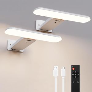 SUBZONAL-Lampes murales pour Tableau, Eclairage Tableau Sans Fil, Applique Murale rechargeables &agrave; Batterie avec T&eacute;l&eacute;commande, 3 CCT, Lumi&egrave;re Tableau pour Cible de Fl&eacute;chettes, Photos (2, Blanc) - Neuf