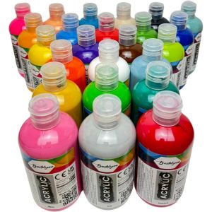Chenquansarl-Lot De 24 Peintures Acryliques De 250 Ml Chacune, Hautement Pigmentées Et Opaques, Pour Toile, Pouring, Bois, Pierre, Papier, Plâtre, Métal, Etc. 24 X 250 Ml - Neuf