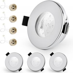 GeyouLux 4x Spot LED Encastrable IP65 Cadre Avec Douille GU10, Spots de plafond en Fer Noir, Rond plat Spots Salle de bain spot cadre d'encastrement 68mm pour extérieur- intérie - Neuf