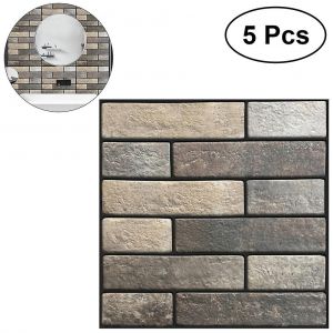Lot de 5 papiers peints 3D autocollants imitation brique pour la d&eacute;coration int&eacute;rieure - Neuf
