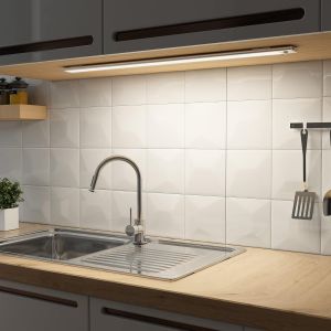 Led Lampe Dimmable De Placard 60cm, Applique Murale Sans Fil Avec D&eacute;tecteur De Mouvement Interieur, R&eacute;glette Led Rechargeable Sous Meuble Cuisine &Agrave; 3 Modes D'eclairage - Neuf