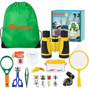 ERYI-® Jumelles Pour Enfants, Ensemble D'Exploration, Jouet D'Extérieur 22 Pièces, Boussole, Loupe, Microscope, Cadeau D'Exploration De La Nature Pour Garçons Et Filles À Partir De 3 Ans - Neuf