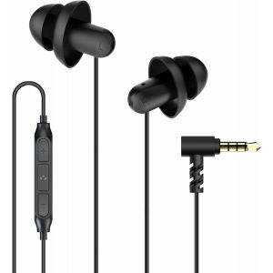 Écouteurs De Sommeil, Confortable En Antibruit Silicone Intra-Auriculaires Écouteurs Avec Micro Et Contrôle Du Volume 3.5Mm Jack Pour Dormir, Voyage, Méditation Et Relaxation Noir - Neuf