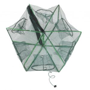 Piège À Appâts De Pêche Polygonale Piège À Filet De Pêche Automatique Cage À Crevettes Portable Pliable 50x25cm - Neuf