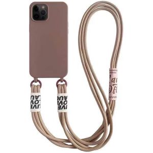 Kal-Chaîne De Téléphone Portable Pour Iphone 13 Pro Max, Collier De Protection Avec Bandoulière En Silicone Liquide Avec Cordon De Serrage Pour Iphone 13 Pro Max, Kaki - Neuf
