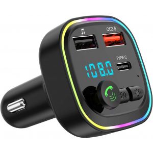 De Bluetooth De Voiture Transmetteur Fm, Voiture Adaptateur Bluetooth, Radio Mp3, Lecteur De Musique, 2 Ports Usb 5v/3a, Pd 20w Qc3.0+Type C Rapide Le Chargeur De Voiture, Les Appels - Neuf