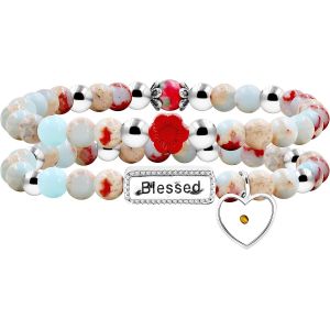 Kal-Lot De 2 Bracelets &Agrave; Breloques En Forme De Fleur De Moutarde De Style Vintage En Pierre Naturelle Pour Femmes Et Filles - Neuf
