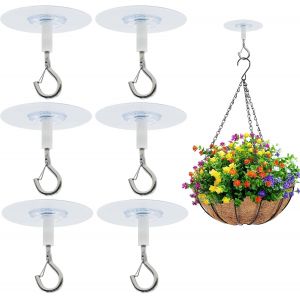 SJZG-Lot De 6 Crochets De Plafond Autocollants - Avec S&eacute;curit&eacute; - Sans Per&ccedil;age - Charge Lourde - Pour Suspendre Des Plantes Et Des Pots De Fleurs - Neuf