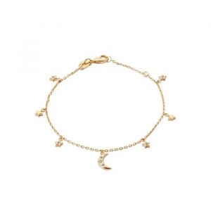 Cha&icirc;ne Cheville Charms Croissant De Lune & &Eacute;toile Oz Plaqu&eacute; Or 18 Carats 750/000 - Neuf