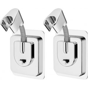 Lot de 2 supports de pommeau de douche sans per&ccedil;age, r&eacute;glables &agrave; 120 &deg;, support de pommeau de douche autocollant puissant, &eacute;tanche pour salle de bain et douche - Neuf