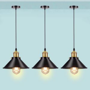 Subzonal-Suspension Luminaire Industrielle Noir Suspension Vintage Retro Lampe Suspendue Metal Lustre Industriel &Eacute;clairage De Plafond Pour Salon Chambre Cuisine Restaurant Bar Couloir - Neuf