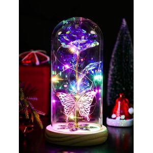 Ershi-Cadeau D'anniversaire Pour Femme, Rose Galaxie Éternelle En Cristal Dans Un Dôme En Verre, Cadeau De Saint-Valentin Pour Ell[2214] - Neuf