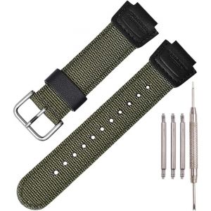 Kal-Bracelet De Montre De Rechange En Cuir Nylon Compatible Avec Casio 16 Mm Series Dw5900 5600 6900 Mcw100 Awgm100 Ga100 110 Gls-100 - Neuf