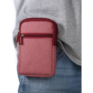 Rouge Universel Clip De Ceinture Étui Hommes 6.3 Pouces Casual En Denim De Randonnée Sac Étui Shell Bag Clip De Ceinture Pochette Avec De Multiples Boucles Porte-Monnaie - Neuf