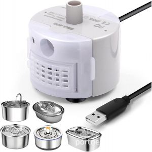 Pompe Led Fontaine A Eau Chat, Usb Pompe De Fontaine A Eau Chat, Pompe Fontaine A Eau Chat En Acier Inoxydable, Ultra Silencieux, Pompe De Rechange Pour Fontaine &Agrave; Chat - Neuf