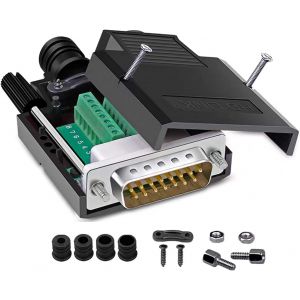 Db15 Adaptateur S&eacute;rie D-Sub Sans Soudure Rs232 - Connecteur Fin 15 Broches - Sans Soudure - Avec Accessoires De Bo&icirc;tier (M&acirc;le) - Neuf