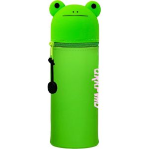 MAA-Trousse Ecole 2 en 1 en Silicone Souple Kawaii, Grenouille Verte Porte-Plume, Fermeture Eclair en Pochette de Stylo, Crayons Marqueurs Étui pour Fournitures Scolaires de Grande capacité - Neuf
