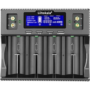Ceru-Liitokala Lii-D4xl Chargeur De Batterie Avec Écran Lcd,Pour 14500 18650 26650 32700 Aa Aaa Li-Lion(4.2v) Ni-Mh/Ni-Cd(1.48v) Lifepo4(3.65v),Puissance D'entrée Ac 110-240v Dc 12v2a,4 Bay - Neuf