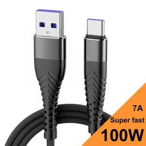 Câble De Charge Super Rapide Usb Vers Type C,Chargeur De Téléphone Portable Pour Samsung,Huawei,Xiaomi,100 M,1M,2M,3M,Cordon De Données En Nylon,0.25 W.Black.0.25M - Neuf