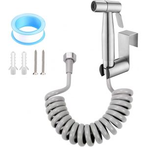 Jgd-Kit De Pulv&eacute;risateur De Bidet, Pulv&eacute;risateur De Toilette Inoxydable, Douchette Wc Avec 3m Tuyau, Douchette Toilette Wc, Pour Hygi&egrave;ne Personnelle, Bain Pour Animaux, Argent - Neuf