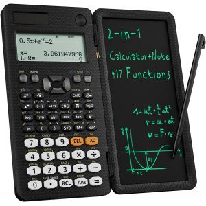 Calculatrices scientifiques pour &eacute;tudiants 991ES Calculatrices de bureau 4 lignes avec tablette d'&eacute;criture LCD effa&ccedil;able, alimentation par batterie solaire avec bloc-notes calculatrice pour - Neuf