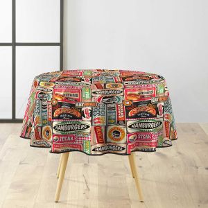 ERYI-Nappe Ronde (Ø 160 Cm) Americano, Pvc Imprimé - Neuf