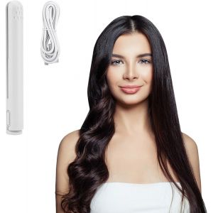 Kal-Fer À Boucler 17 Cm -Petites Boucles -Fer À Lisser -Bigoudi 2 En 1 -Mini Fer À Friser Portable De Voyage -Rechargeable -Petit Fer À Friser Usb -En Céramique -Blanc -Taille Unique - Neuf