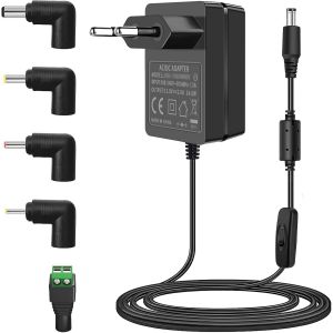 Alimentation 12V 2A,AC 100-240V à DC 12 Volt Adaptateur Euro mâle,Compatible avec 5050 3528 LED Bande imprimante 3D CCTV système de sécurité Moniteur LCD - Neuf