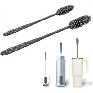 2 Pcs Goupillon,26cm,32cm De Nettoyage À Long Manche,Sans Goupillon Bouteille,Brosses À Bouteille,Goupillon Silicone,Pour Laver Biberon,Flacon À Vide,Gourde,Vase,Verrerie - Neuf