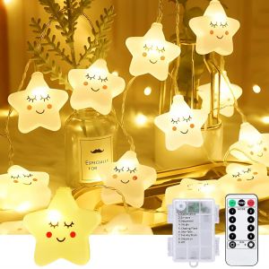 KAL-Guirlande Lumineuse, 3 M 20 Leds Guirlande Lumineuse Chambre Blanc Chaud, 8 Modes, Guirlande Chambre Enfant Alimenté Batterie Eclairage Décoration Intérieur - (Etoile) - Neuf
