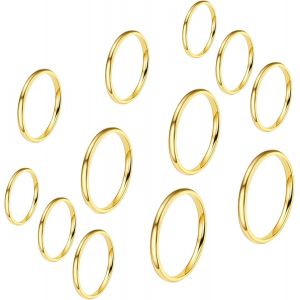 Tianyi-12 Pcs Acier Inoxydable Bague Empilables Bande Knuckle Anneaux Pour Femme 2mm Anneau D'articulation Midi Bague Argent/Or - Neuf