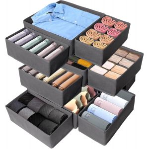 12 Pcs Boites de Rangement,Organisateur de Tiroir Pliable,Boite Rangement Vetement Tissu Non-Tissé,Panier Rangement Pliables,Ouvertes de Organisateur Armoire Vetement pour Cravates Chaussettes - Neuf