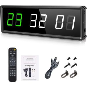Jexnovashop-Timer Sport Minuteur Fitness Mural Avec T&eacute;l&eacute;commande Horloge Pour Boxe Tabata Emom Mma Gym (30.7x8.5cm) - Neuf