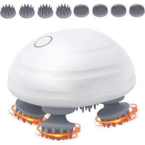 Masseur De T&ecirc;te &Eacute;lectrique Portable, Masseur Manuel Avec 4 T&ecirc;tes De P&eacute;trissage Interchangeables, Rechargeable Par Usb Et Sans Fil, Ipx7 &Eacute;tanche Masseur De Chat Pour Massage Du Corps Entier - Neuf
