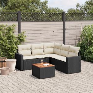 Prolenta Premium - Salon De Jardin 6 Pcs Avec Coussins Noir R&eacute;sine Tress&eacute;e - Neuf