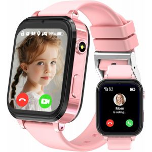 Montre Connect&eacute;e Enfant Gar&ccedil;on Fille 4G Gps - Smartwatch T&eacute;l&eacute;phone Enfant Avec Appels Vid&eacute;o Hd, Sos, &Eacute;tanche Ip67 - Montre Digitale Connect&eacute;e - Id&eacute;al 4-18 Ans - Neuf