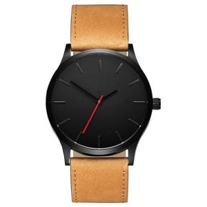 Montre &Agrave; Quartz Pour Homme Avec Bracelet En Cuir Marron (Lot De 2), Bo&icirc;tier En Alliage, Cadran 45 Mm, Bracelet 24 Cm, Non &Eacute;tanche - Neuf